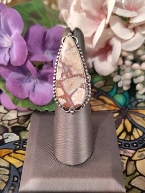 Brecciated Jasper 925 Gemstone Ring - Size 6